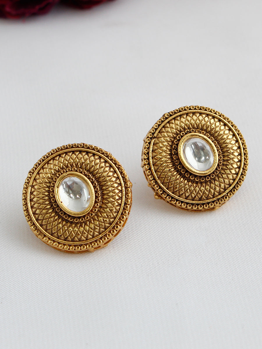 Anusha Stud Earrings Ready Inventory Indian Earrings Worldwide-Gold