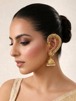 Sanchita Kanphool Earrings Traditional Indian Jhumkas for Ethnic Fashion-Maroon / Green