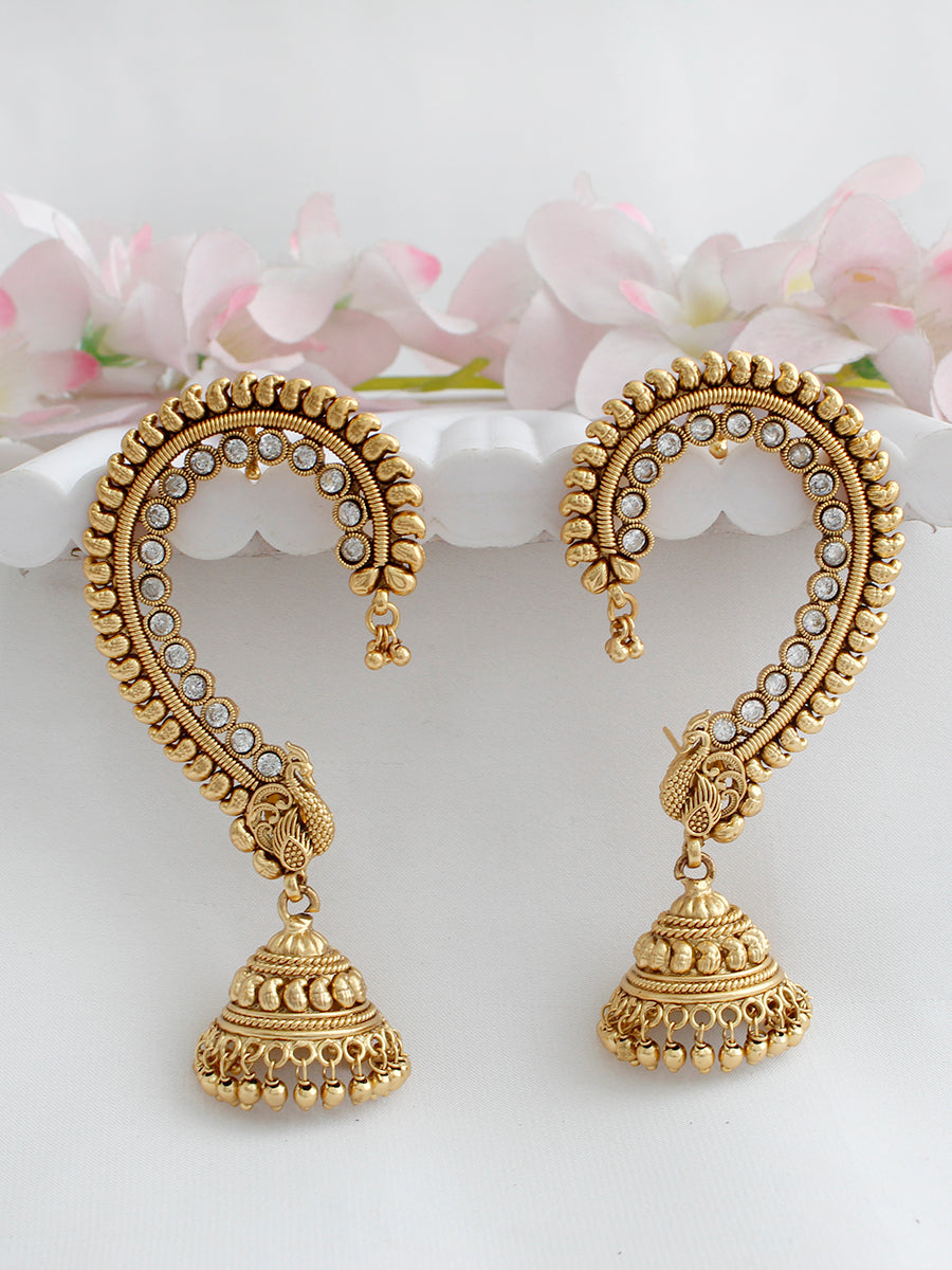 Sanchita Kanphool Earrings Traditional Indian Jhumkas for Ethnic Fashion-Gold