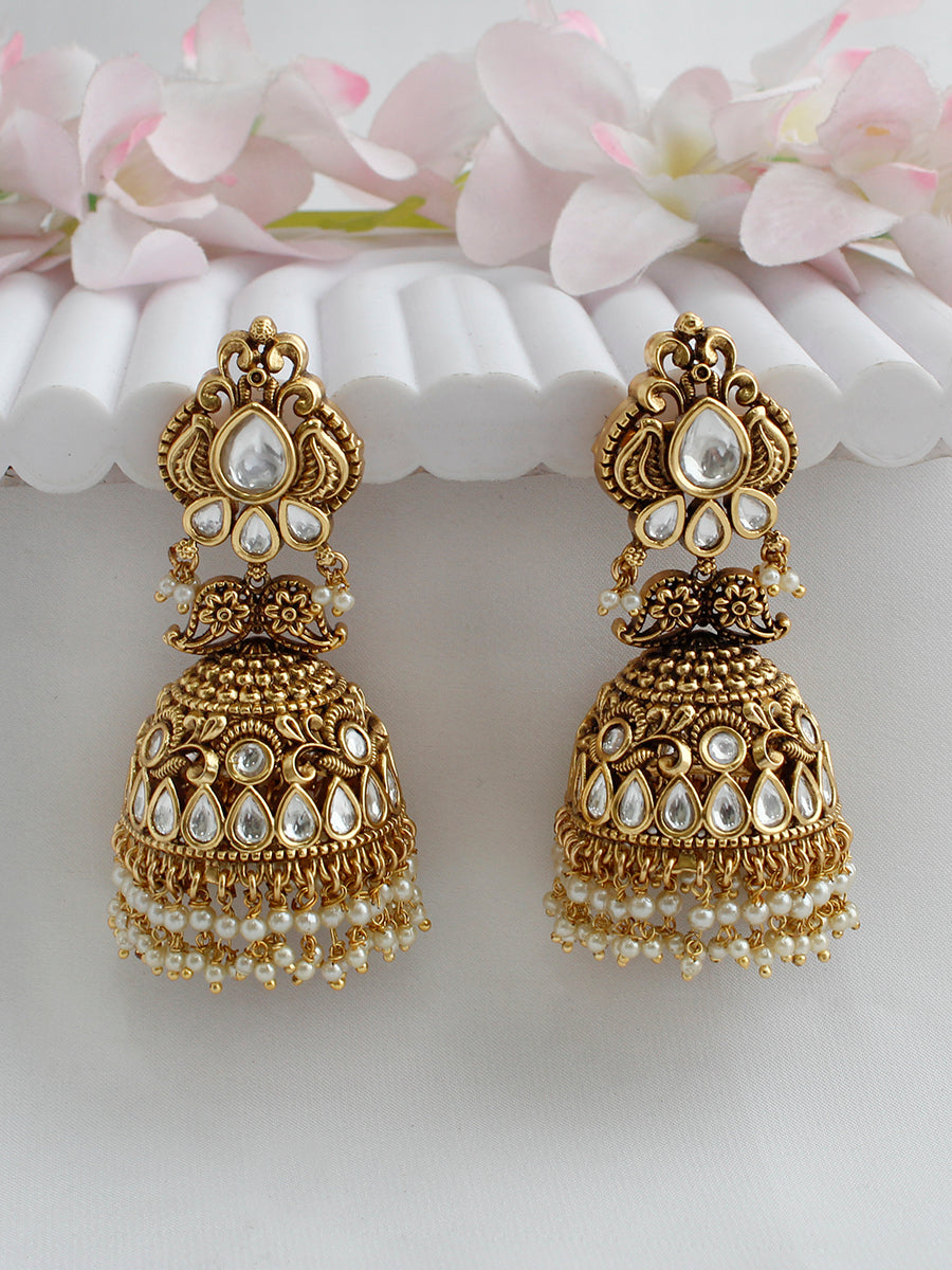 Sanvika Jhumki Earrings Bollywood Style Earrings for Desi Styling-Gold