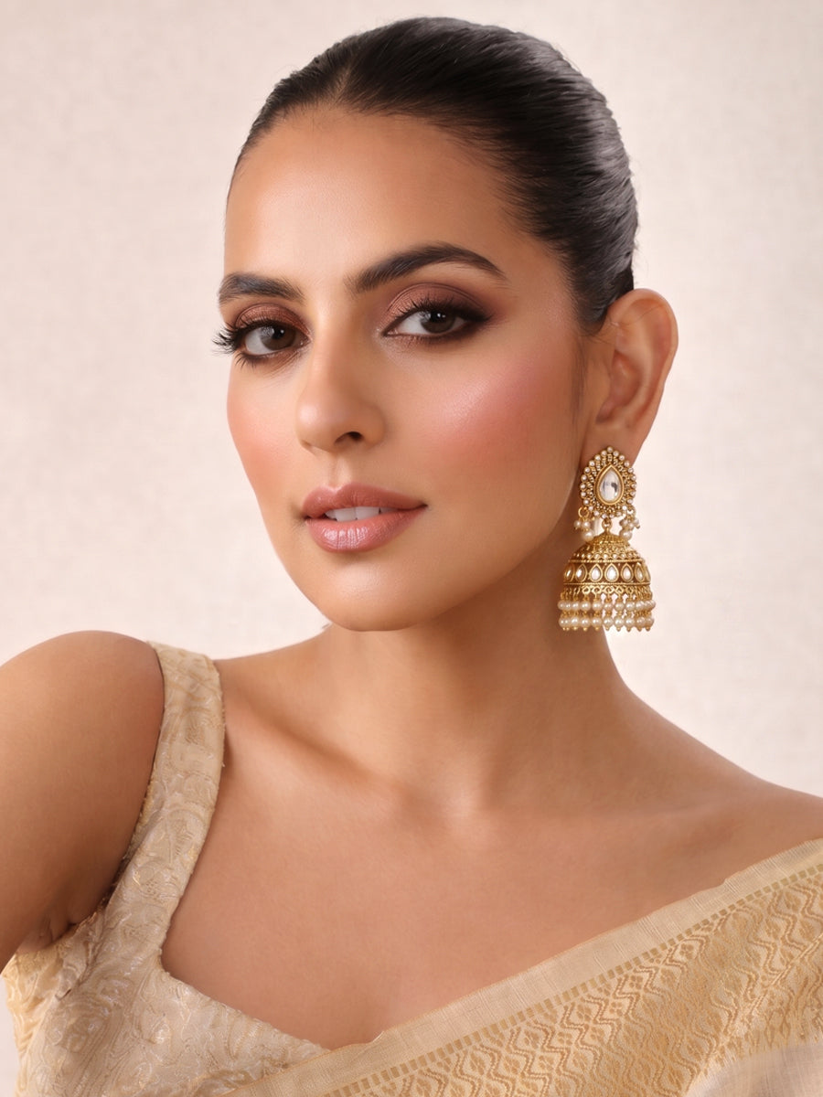Kajol Jhumki Earrings Luxury Indian Earrings for NRI Fashion-Gold