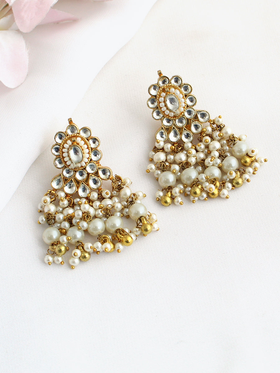 Mita Kundan Earrings Kundan Earrings for South Asian Events-Gold