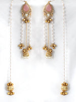 Nivedita Long Jhumki Earrings-Pastel Pink