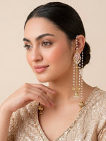 Nivedita Long Jhumki Earrings-Pastel Pink