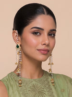 Nivedita Long Jhumki Earrings-Green