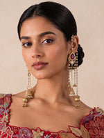 Nivedita Long Jhumki Earrings-Maroon