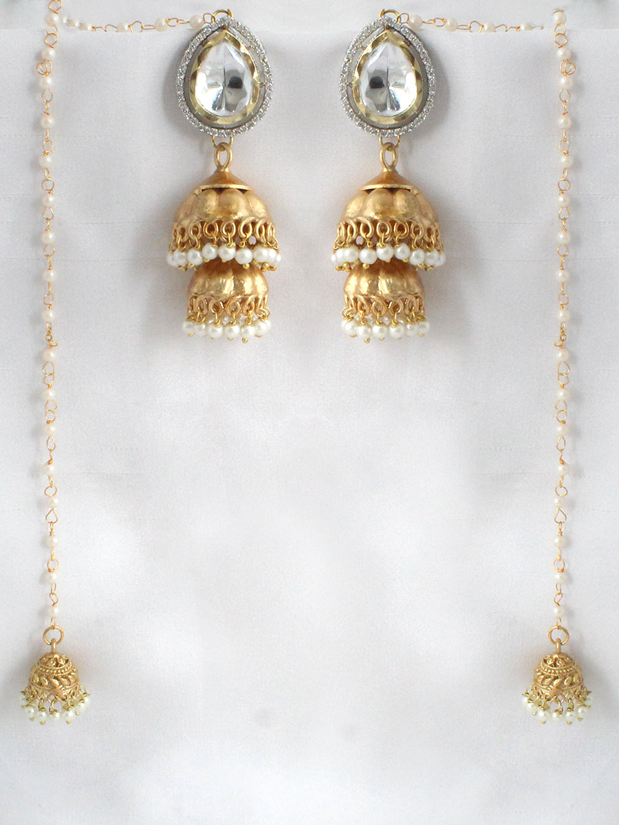Gayatri Long Jhumki Earrings - Gold