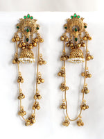 Mirasa Long Jhumki Earrings-Green
