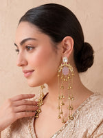 Nirali Long Earrings-Paste Pink
