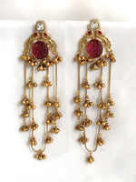 Nirali Long Earrings-Ruby Pink