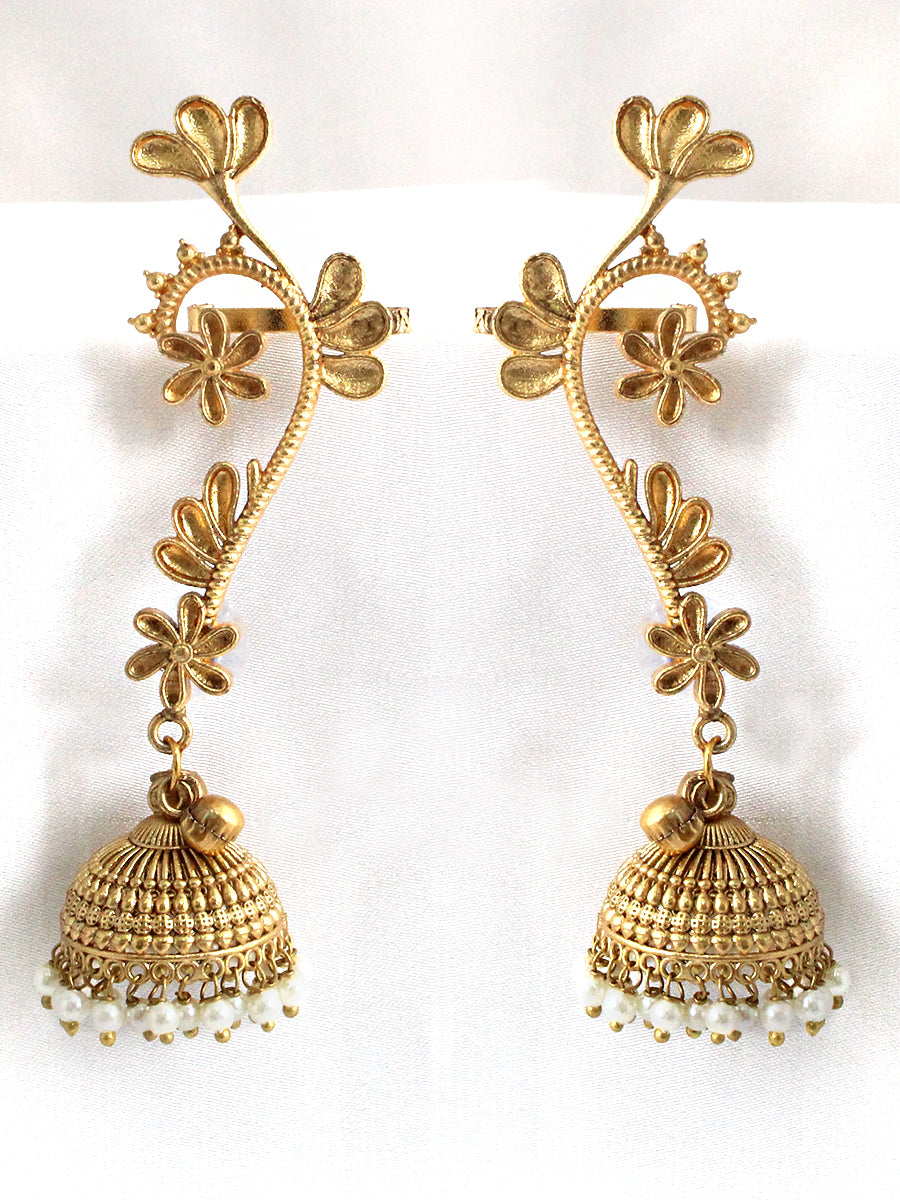 Vibha Kanphool Jhumki Earrings-Gold