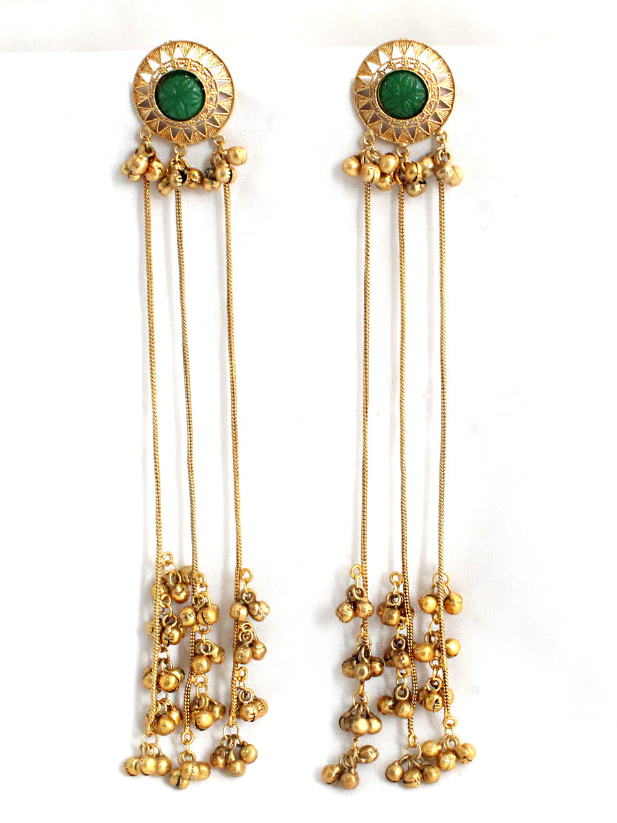Urwa Long Earrings-green