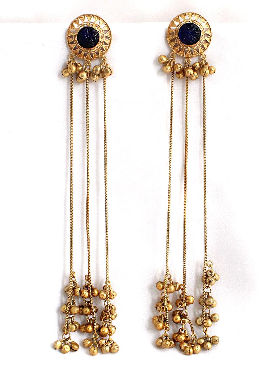 Urwa Long Earrings-Blue