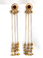 Urwa Long Earrings-Maroon