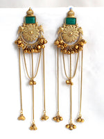Nitara Long Earrings-Green
