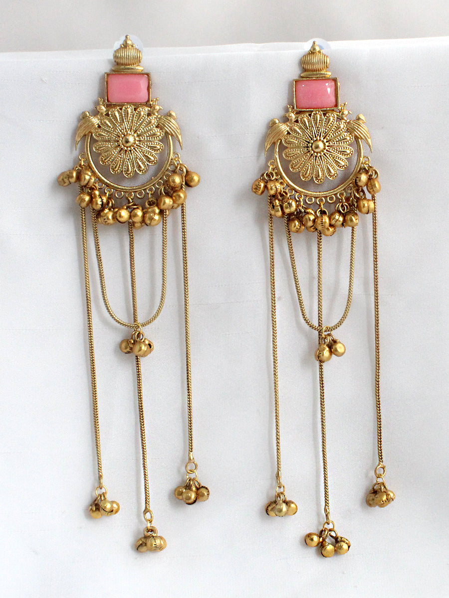 Nitara Long Earrings-Pastel Pink