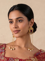 Netra Long Earrings-Maroon