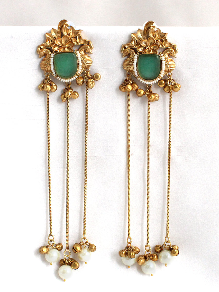 Netra Long Earrings-Mint Green