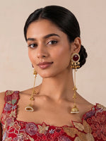 Shivani Long Earrings-Maroon