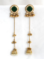 Shivani Long Earrings-Green