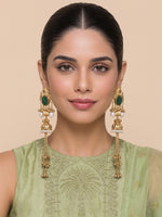 Shuchi Long Jhumki Earrings-Green