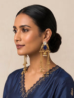 Saanjh Long Jhumki Earrings-Blue