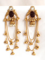 Saanjh Long Jhumki Earrings-Maroon