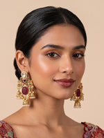 Dhanvi Jhumki / Jhumka Earrings-Ruby Pink