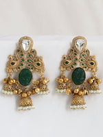 Dhanvi Jhumki / Jhumka Earrings-Green