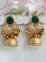 Ujjaini Jhumki Earrings-Green