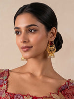Ujjaini Jhumki Earrings-Maroon