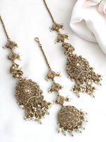 Rhea Earrings with Earchain & Tikka-Gold