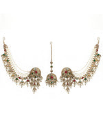 Shairy Earrings with Earchain & Tikka-Multicolor