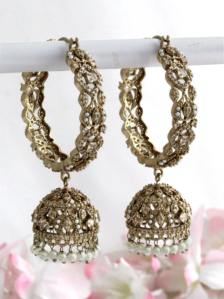 Aaria Jhumki Hoop Earrings-Gold