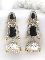 Ushani Long Jhumki Earrings-Black