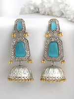 Ushani Long Jhumki Earrings-Turquoise