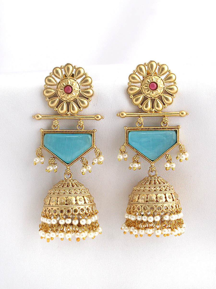 Moksha Jhumki Earrings-Turquoise