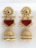 Moksha Jhumki Earrings-Maroon