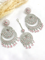 Prachi Earrings & Tikka - Pastel Pink