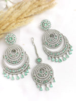 Prachi Earrings & Tikka - Mint Green