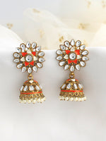 Damini Jhumki Earrings-Orange