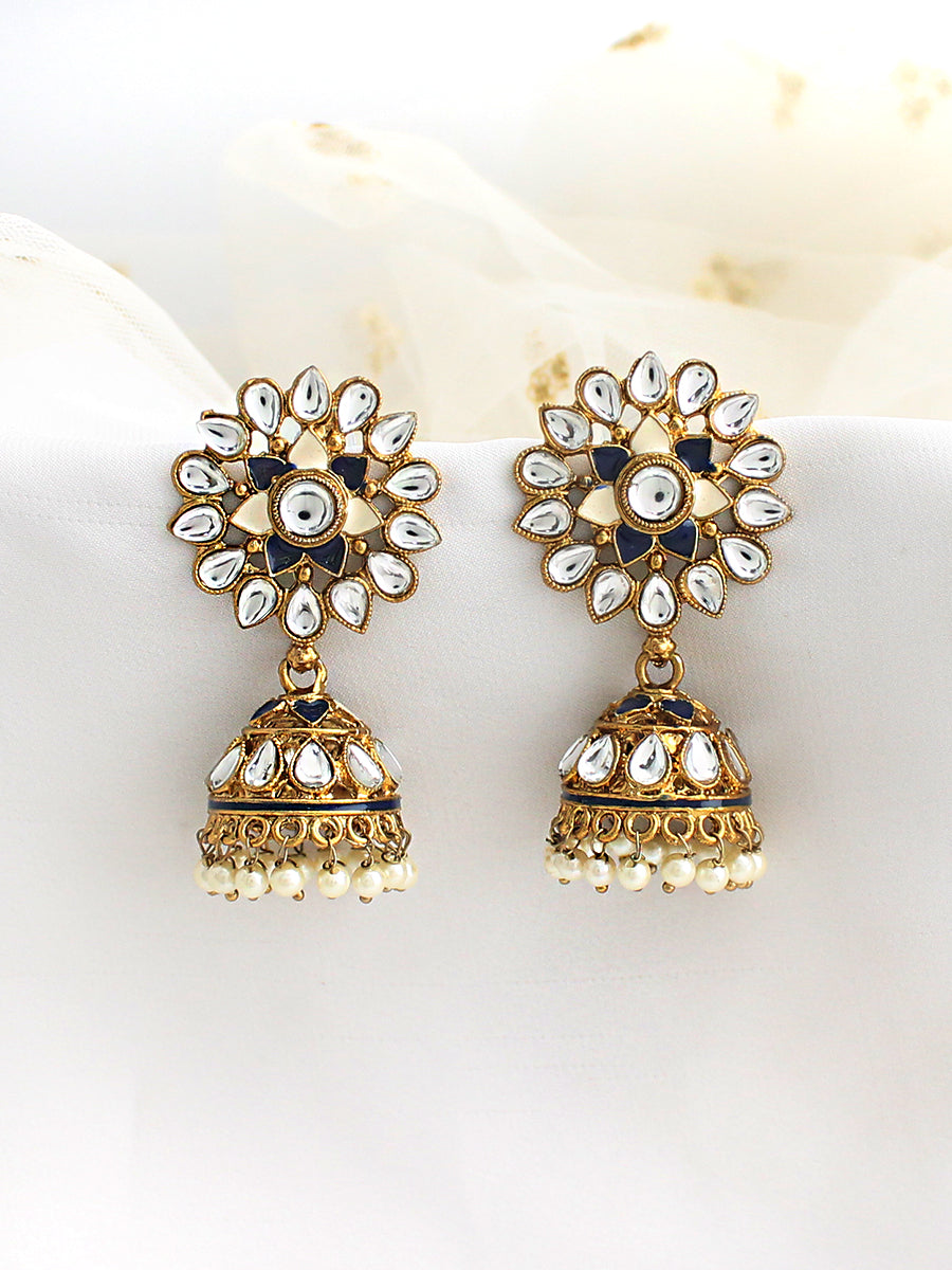 Damini Jhumki Earrings-Blue