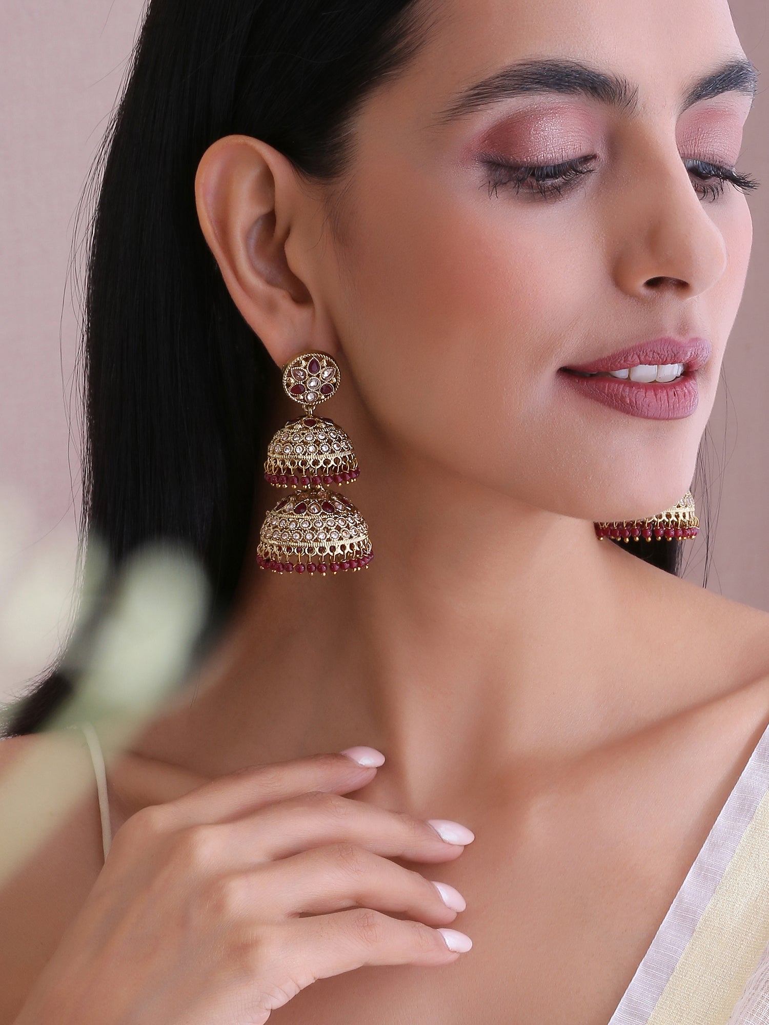 Minal Jhumki Earrings Traditional South Asian Earrings for Women