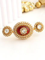 Saanjh Dual Finger Ring-Maroon
