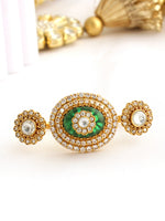 Saanjh Dual Finger Ring-Green