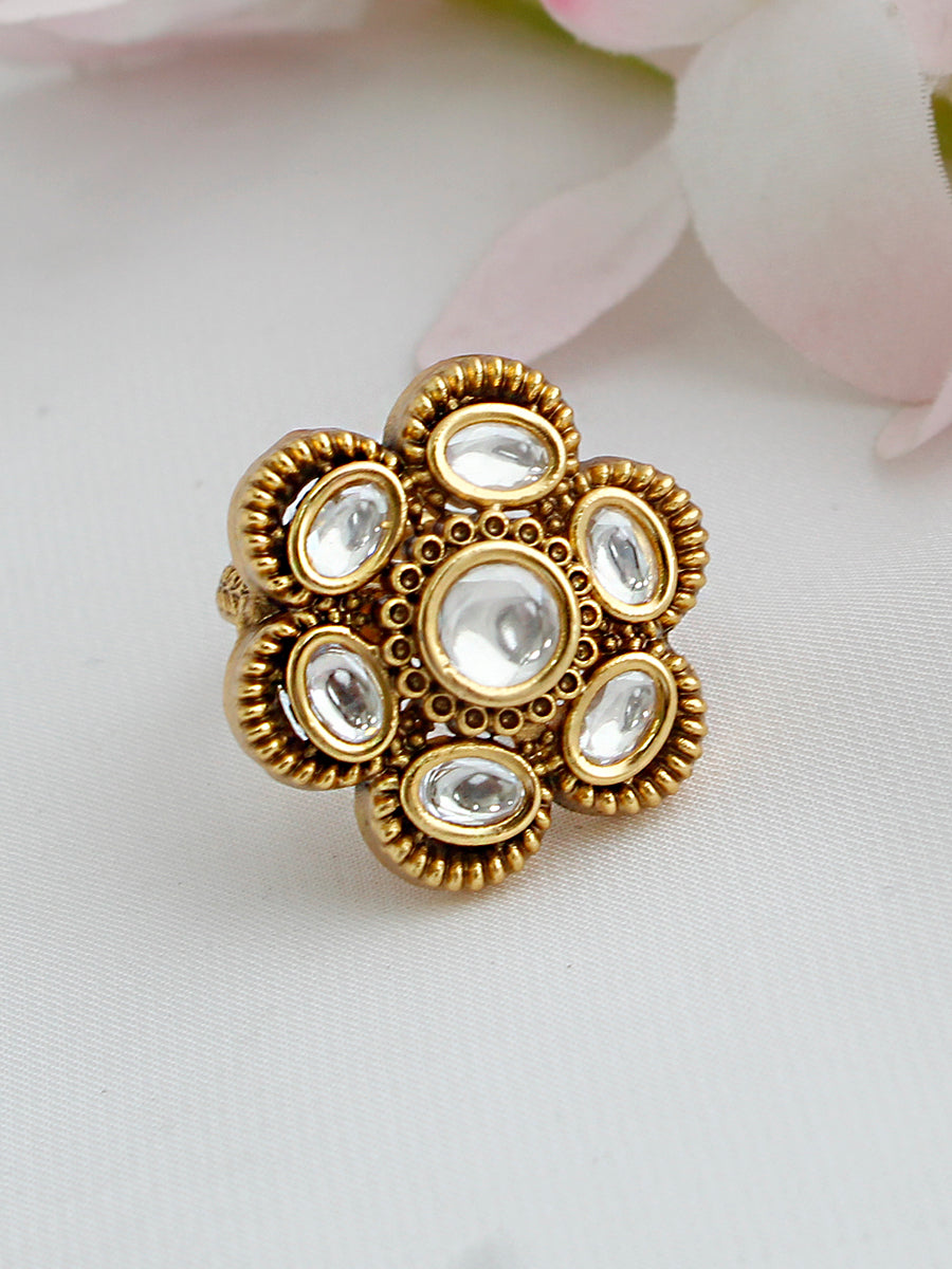 Vaibhavi Ring Traditional Desi Rings for Bridesmaids & Wedding Guests-Gold