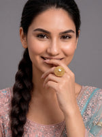 Navdha Ring Ethnic Gold Tone Rings for Desi Fashion Lovers-Gold