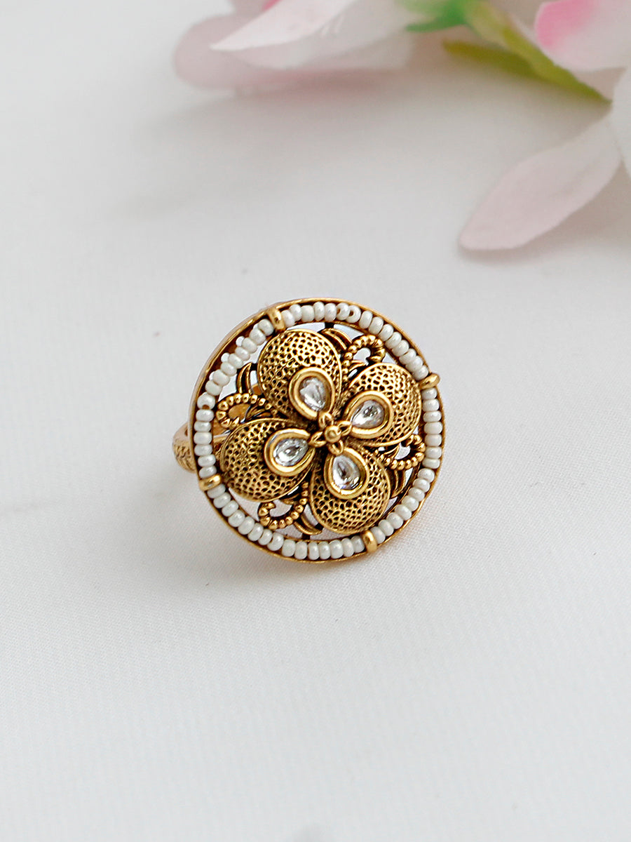 Umika Ring Elegant Indian Rings for Pujas, Festivals & Events-Gold
