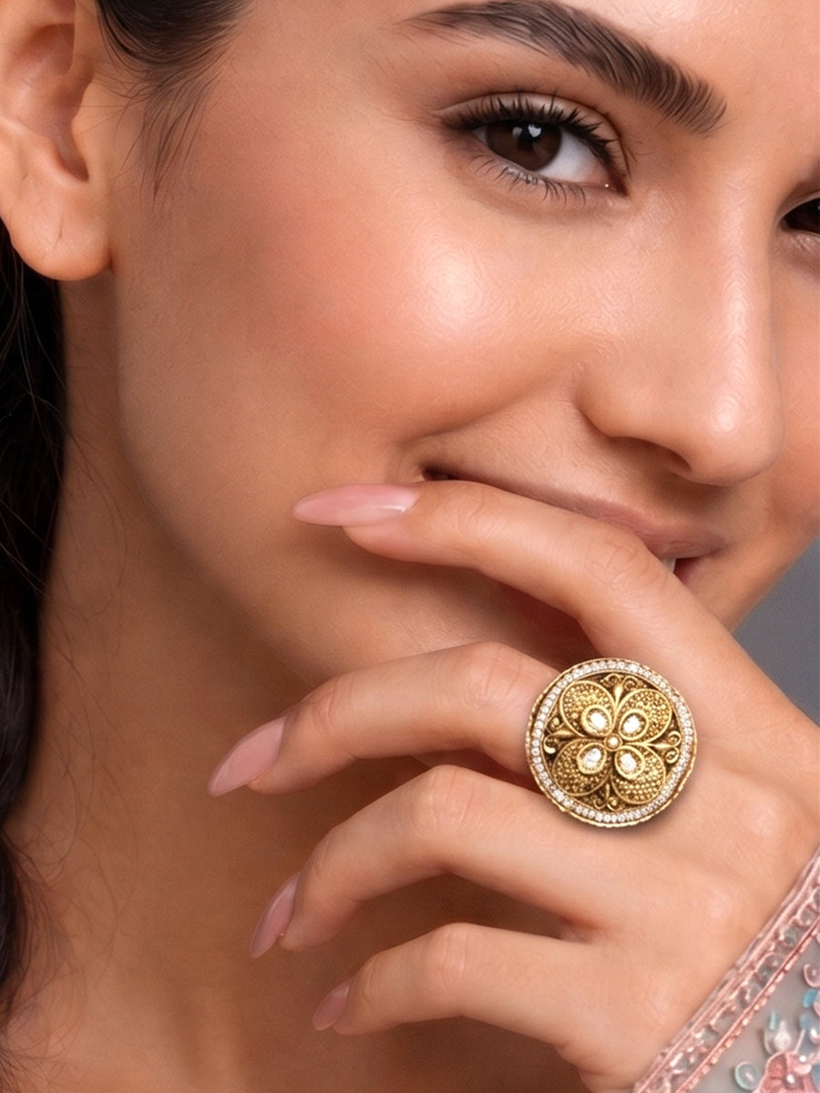 Umika Ring Elegant Indian Rings for Pujas, Festivals & Events-Gold