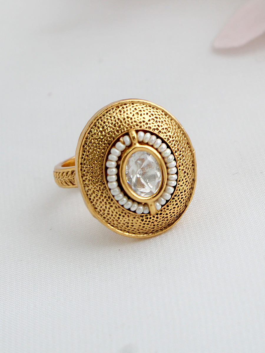 Shipra Ring Designer Adjustable Rings for Ethnic Outfits-Gold